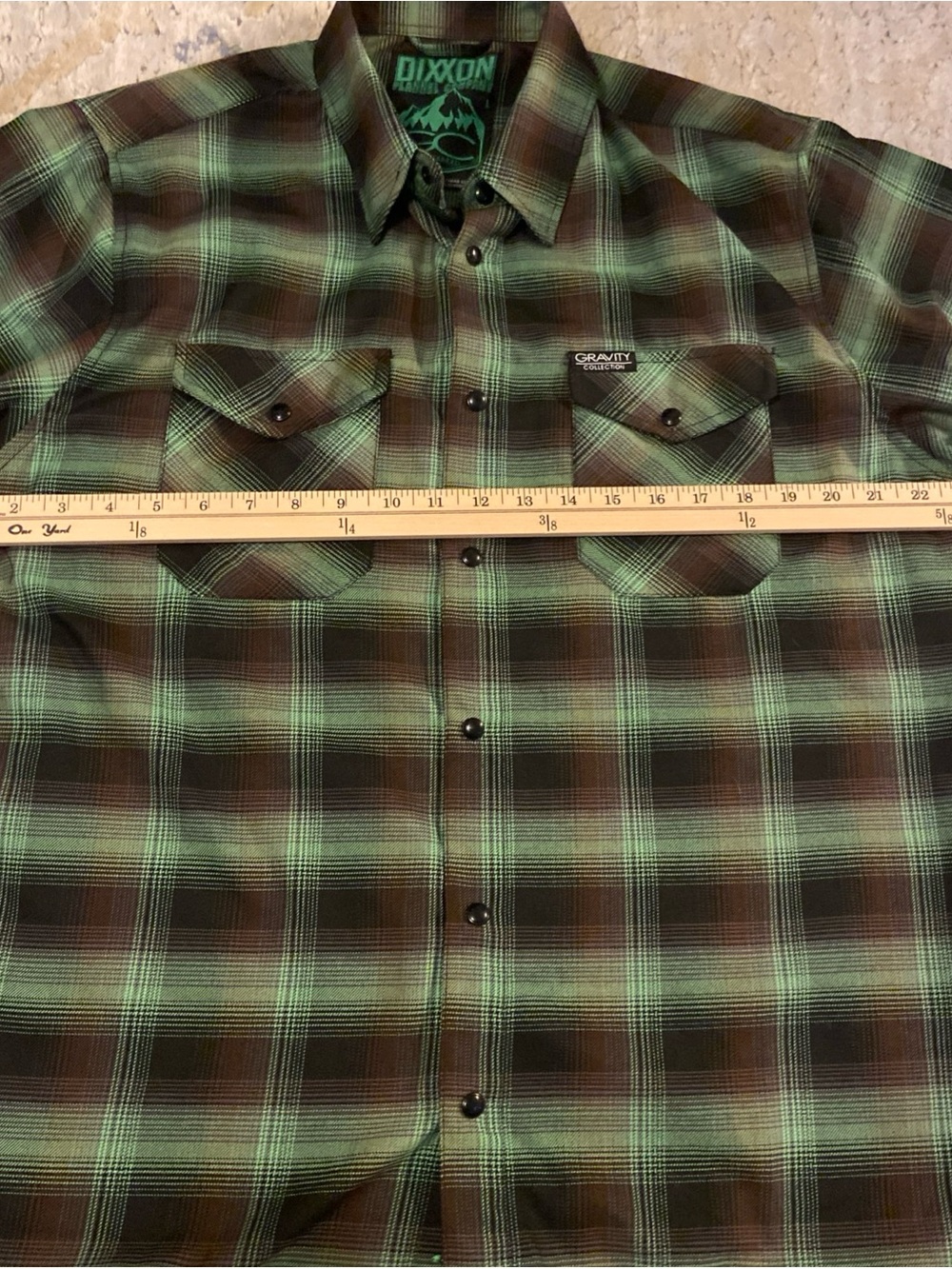 Dixxon Flannel Shirt Men’s Large L Green Pearl Snap Gravity Coffee Collection - Picture 10 of 16